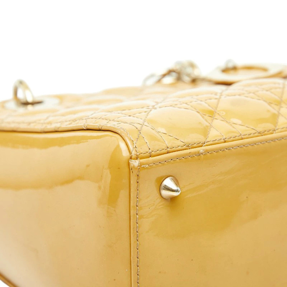 Christian Dior Cannage Lady Handbag Shoulder Bag Yellow Patent Vernis Leather - Picture 5 of 8